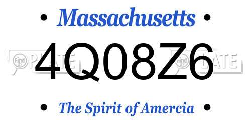 4Q08Z6 Massachusetts License Plate