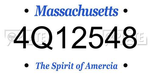 4Q12548 Massachusetts License Plate