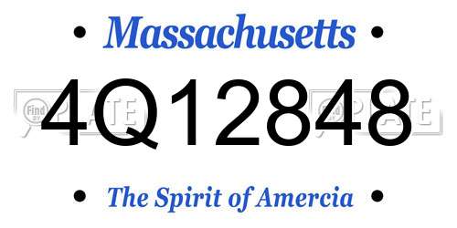 4Q12848 Massachusetts License Plate