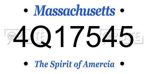 4Q17545 Massachusetts License Plate