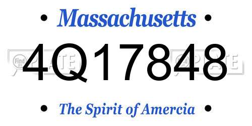 4Q17848 Massachusetts License Plate