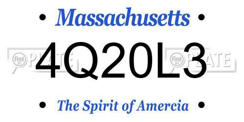 4Q20L3 Massachusetts License Plate