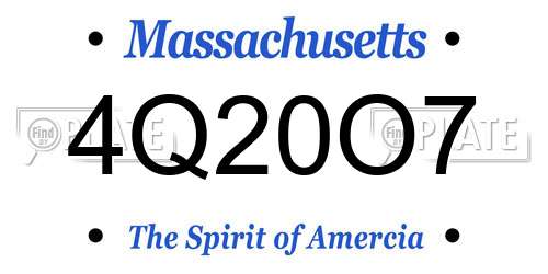 4Q20O7 Massachusetts License Plate