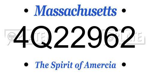 4Q22962 Massachusetts License Plate