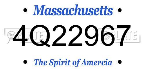 4Q22967 Massachusetts License Plate