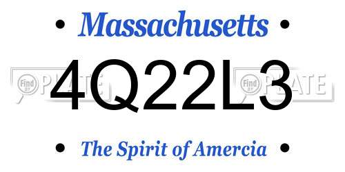 4Q22L3 Massachusetts License Plate