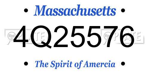 4Q25576 Massachusetts License Plate