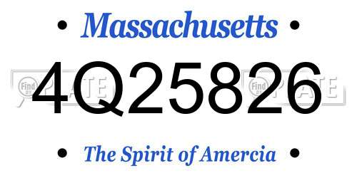 4Q25826 Massachusetts License Plate