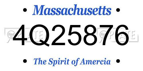 4Q25876 Massachusetts License Plate