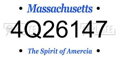 4Q26147 Massachusetts License Plate