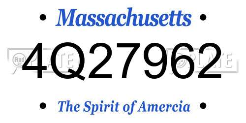 4Q27962 Massachusetts License Plate