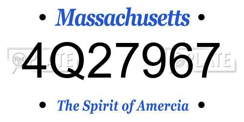 4Q27967 Massachusetts License Plate
