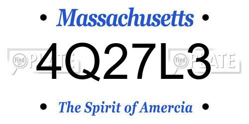 4Q27L3 Massachusetts License Plate