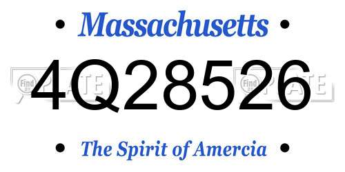 4Q28526 Massachusetts License Plate