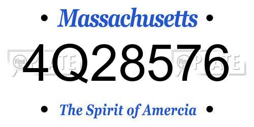 4Q28576 Massachusetts License Plate