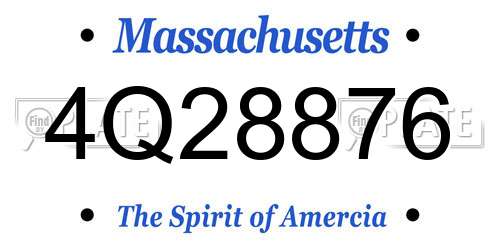 4Q28876 Massachusetts License Plate
