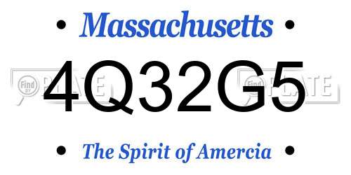 4Q32G5 Massachusetts License Plate