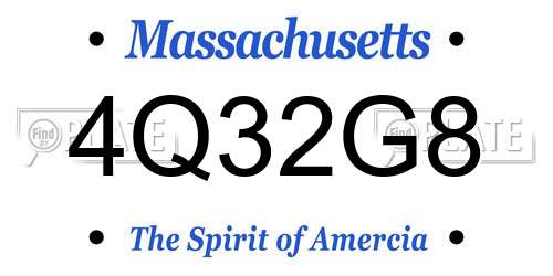 4Q32G8 Massachusetts License Plate