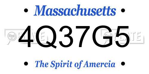 4Q37G5 Massachusetts License Plate