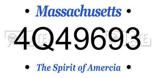 4Q49693 Massachusetts License Plate