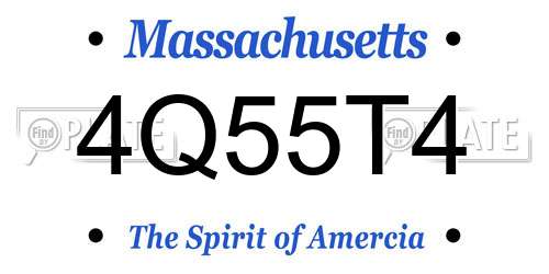 4Q55T4 Massachusetts License Plate