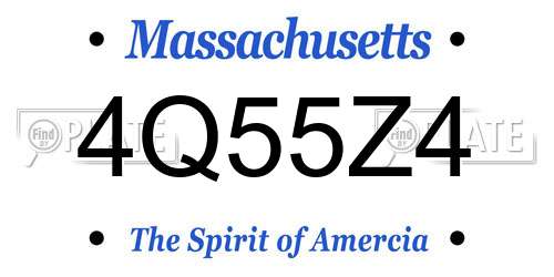 4Q55Z4 Massachusetts License Plate
