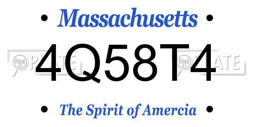 4Q58T4 Massachusetts License Plate