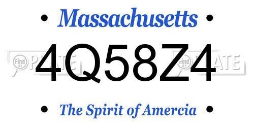 4Q58Z4 Massachusetts License Plate