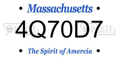 4Q70D7 Massachusetts License Plate