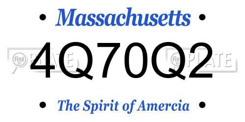 4Q70Q2 Massachusetts License Plate