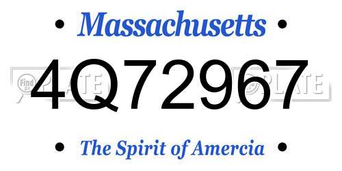 4Q72967 Massachusetts License Plate