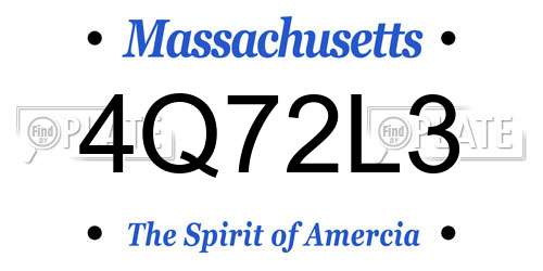 4Q72L3 Massachusetts License Plate