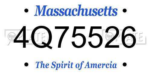 4Q75526 Massachusetts License Plate