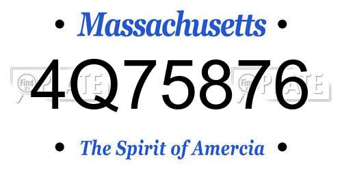4Q75876 Massachusetts License Plate