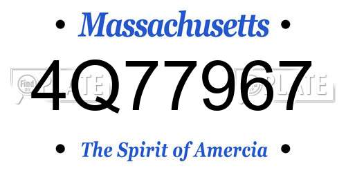 4Q77967 Massachusetts License Plate
