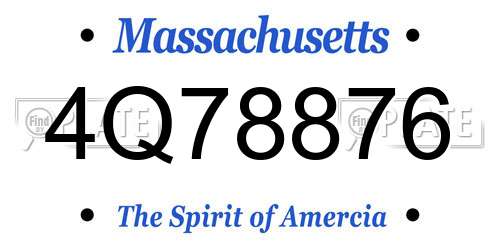 4Q78876 Massachusetts License Plate