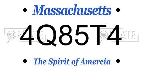 4Q85T4 Massachusetts License Plate