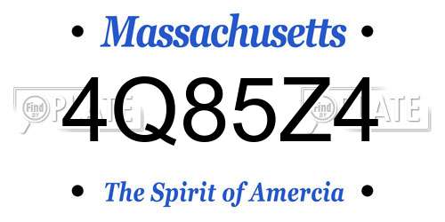 4Q85Z4 Massachusetts License Plate