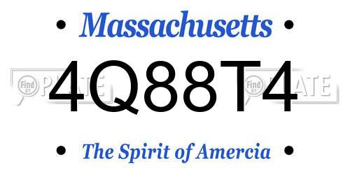 4Q88T4 Massachusetts License Plate