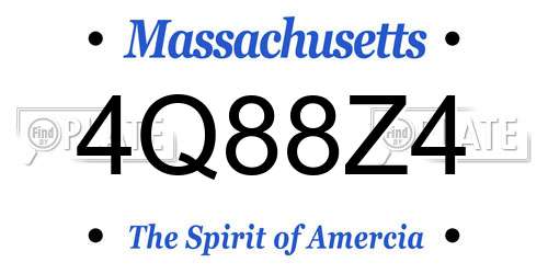 4Q88Z4 Massachusetts License Plate