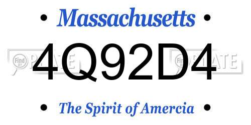4Q92D4 Massachusetts License Plate
