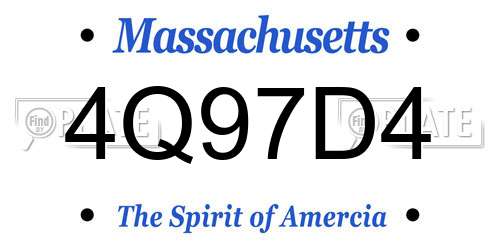4Q97D4 Massachusetts License Plate