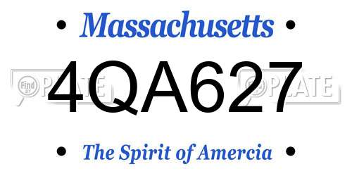 4QA627 Massachusetts License Plate