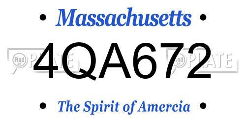 4QA672 Massachusetts License Plate