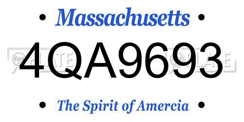 4QA9693 Massachusetts License Plate