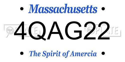 4QAG22 Massachusetts License Plate