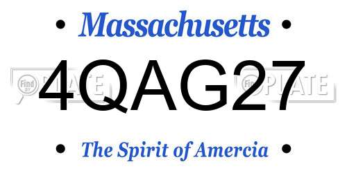 4QAG27 Massachusetts License Plate