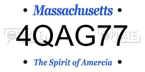 4QAG77 Massachusetts License Plate
