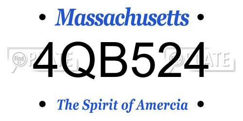 4QB524 Massachusetts License Plate