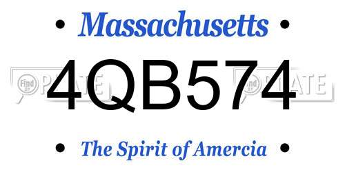 4QB574 Massachusetts License Plate